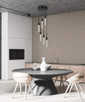 Modern dining room with Dimmable LED Ceiling Pendant Light With Six Lights, Modern Industrial Chandelier, Crystal Bubble Shade