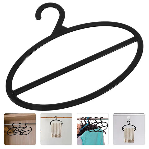 10 Pack Black Plastic Scarf Organizer With Rotating Swivel Design For Closet Storage Space Saving Multi Layer Hanger To Kick Clutter To The Curb And Keep Your Favorite Threads Organized Daily - Black hanger with swivel design.