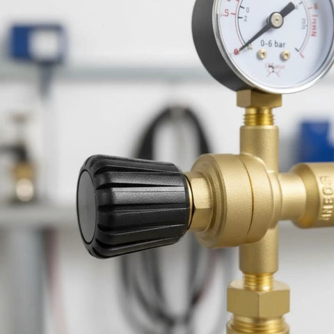 Pro Grade Argon And CO2 Gas Regulator With Brass Frame Single Stage Pressure Controller Easy Turn Knob For Precise Adjustable Output Gauge Included And Smooth Gas Supply For Welding Stations And Field Repairs, brass regulator with gauge