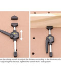 Light Duty Bar Clamp Set for Woodworking on perforated table, adjustable desktop quick clamp fixtures on stable frame