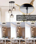 Vintage Industrial Pendant Light 3 Light Cage Shade Adjustable Mini Hanging Ceiling Fixture with E26 Base Black in dining area