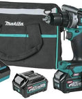 Hardcore Brushless Cordless Drill Driver Kit With 1/2 Inch Keyless Chuck 40V Max Lithium Ion Battery And Fast Charger with carrying bag and charger.