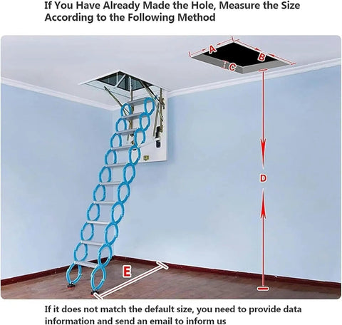 Heavy Duty Electric Attic Ladder Pull Down Loft Stair With Remote Control Auto Deploy Scissor Lift showing measurement guide.