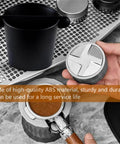 5 Inch Coffee Knock Box With Longer Detachable Knocking Rod Shock Absorbent Durable Non Slip Base Perfect Espresso Dump Bin displayed on metal surface