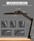 Lit LED Desk Lamp With Clamp Dimmable Task Light For Reading Office And Craft 20 Inch Metal Swivel Arm 117 LEDs Large Work Area
