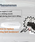 BTH-001 Hydraulic Timing Belt Tensioner OE Replacement Drop-In 14520-RCA-A01 For Honda warning signs and tensioner image.