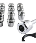 MT3 Shank ER40 Chuck With Fifteen Piece Collet Kit From One Eighth To One Inch High Precision Hardened Alloy Spring Steel