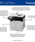 Kick Butt Heavy Duty Monochrome Laser All In One Printer With Automatic Duplex Print Scan Copy High Speed Office Workhorse Plug And Play Bundle Includes Usb And Hdmi Cables features displayed on touchscreen