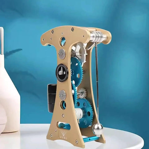 DIY Metal Pendulum Wall Clock Kit With 3D Puzzle Mechanical Model Gears And Pendulum Transmission Clock for Gearheads on table