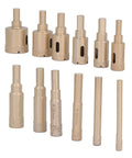 Premium 12 Piece Hole Saw Kit Built Tough For Drilling Glass Ceramic And Stone With Heavy Duty Brazing Technology For Precise Cuts From 6 To 35mm Diameter In Any DIY Project, 12 drill bits