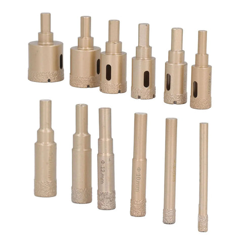 Premium 12 Piece Hole Saw Kit Built Tough For Drilling Glass Ceramic And Stone With Heavy Duty Brazing Technology For Precise Cuts From 6 To 35mm Diameter In Any DIY Project, 12 drill bits