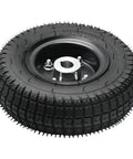 Close-up of 9x3.50-4 pneumatic wheel from Beefy 24V 350W Brushed Transaxle Motor Kit With Differential for mobility scooters and trolleys