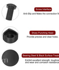 Close-up of 22mm Sheet Metal Punch Kit features highlighting screw interface, sharp punching head, and bearing steel black surface.