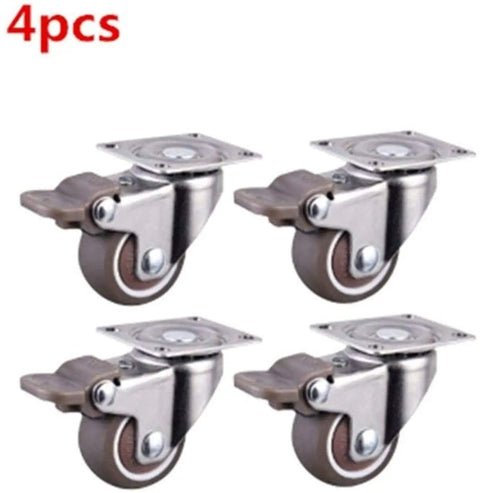 Four Piece Furniture Casters With Soft Rubber Swivel Wheels Features Smooth Rollin Glide And Solid Shock Absorption, set of four.