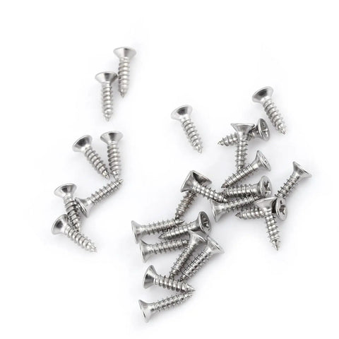 Premium 304 Stainless Steel M3 Self Tapping Screws 200 Piece Pan Head Fastener Kit scattered on a white surface.