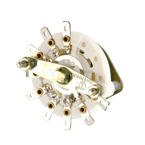1 Pole 8 Position Rotary Switch Band Selector For Radio TV And Industrial Equipment Single Deck Channel Switcher 10mm Thread 12mm Shaft Narrow Contact Configuration For Electronics Projects, side view