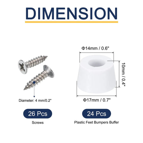 Round Synthetic Rubber Feet Bumpers With Built Threaded Screws Super Grippy Non Slip Cushions with screws dimensions.