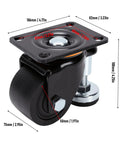 3 Inch Leveling Plate Caster Wheels With Adjustable Feet For Heavy Duty Workshop Gear Smoother Than Butter Swivel Action Dead Nuts Secure At 1322 Lbs Solid Rust Resistant Steel side view with dimensions