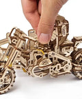 Motorcycle With Sidecar Scrambler UGR-10 3D Wooden Puzzle Kit For Adults, Dope Moving Engine And Dual Suspension, 380-Piece Laser-Cut DIY Model, Rubber Band Powered, No Glue Needed, Collectible Moto Puzzle assembled wooden motorcycle with sidecar
