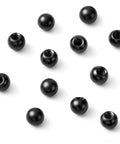 18Pcs M4 x 9mm Threaded Ball Knobs and Screw Caps Set for Lighting DIY Projects, Black Carbon Steel Hardware close-up view.