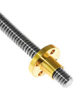 T8 Lead Screw 1000mm Stainless Steel with Copper Nut for 3D Printer and CNC Z Axis, 2mm Lead and 2mm Pitch, close-up view