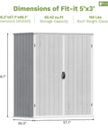 5 By 3 Ft Resin Outdoor Storage Shed With Floor Waterproof Plastic Cabinet Garden Organizer Shed With Lockable Door For Patio Furniture And Pool Accessories All Weather Light Gray showing dimensions and capacity