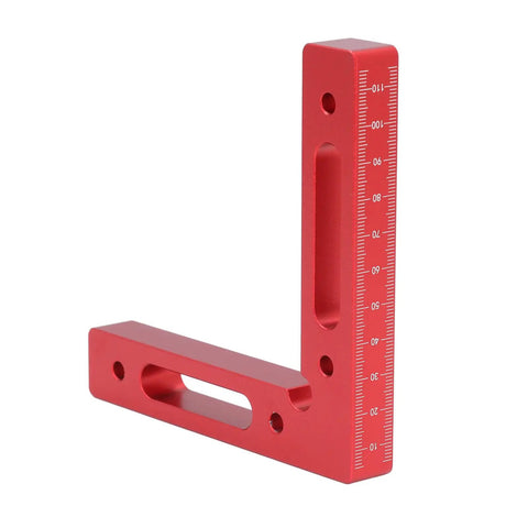 90 Degree Positioning Square Aluminum Alloy Right Angle Tool For DIYers Woodworking Projects Cabinets Drawers Boxes Frames With Clear Inch And Millimeter Scales Anodized Red Finish Lightweight Durable, red 120mm