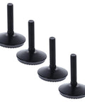 Premium Set Of Four Furniture Levelers Featuring Swivel Foot Screws For Quick Height Adjustment On Tables Cabinets And Workbenches. Black rubber pads.