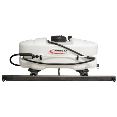 ATV Sprayer 2.4 GPM High Flo Pump on 15 Gallon Tank, Model ATV-15-2-QR, mounted on sturdy metal frame.