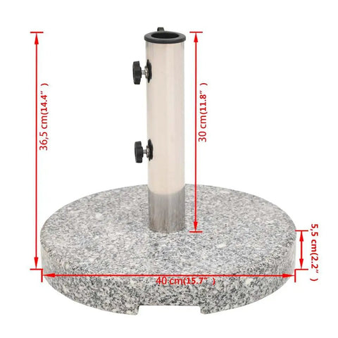 Granite Round Parasol Base, 44.1 Lb Umbrella Stand For Garden Patio Beach with sand-weighted stone and steel tube