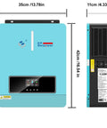 Heavy Duty 3600W Pure Sine Wave Solar Inverter With 120A MPPT Charge Controller dimensions and side view