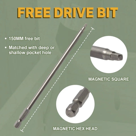 Exterior Pocket Hole Screws One And A Quarter Inch Blue Coated Coarse Thread Square Drive Weather Resistant 600 Count With Drive Bit Built To Last For Outdoor Woodworking And Rust Resistant Joints, showing free drive bit with magnetic square and hex head.