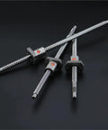 Three SFU1204 Ball Screws for Automation Equipment Up To 3 Meters, Precision Linear Motion Component for CNC and Robotics on dark background