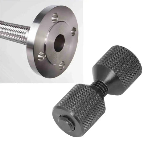 Premium 4 Piece Flange Alignment Pin Set Durable Aluminum Double Hole Pins For Quick Setup On 150LB Pipe Fittings And Industrial Machinery Needs on display with flange and pin.