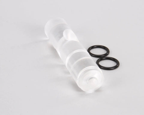 Genuine OEM Spigot Plunger Service Kit For Commercial Frozen Dessert And Soda Machines, clear plastic plunger with black O-rings.