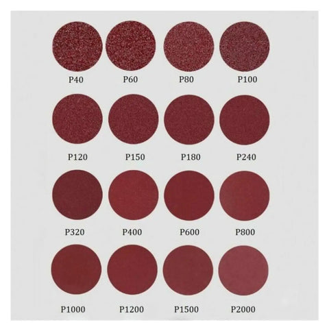 100 pc Assorted Sandpaper Grits With Polishing Pads For Metal And Wood Grinding, P40 to P2000 sandpaper grit samples.