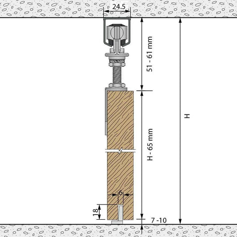 Exterior Barn Door Hardware Kit With 76 Inch Ceiling Mounted Galvanized Steel Track For One Door Up To 90 Lbs Fully Adjustable diagram