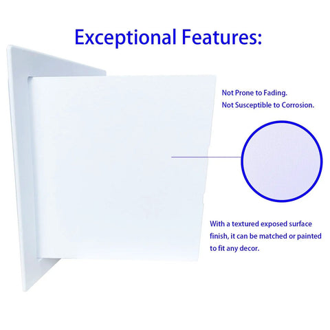 Heavy Duty 6 By 8 Inch Drywall Access Panel With Secure Hinged Cover For Walls And Ceilings, showcasing textured surface finish.