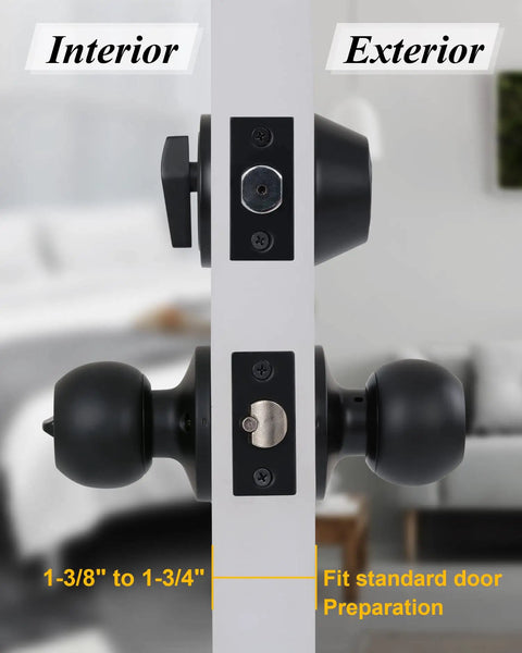 2 Sets All Keyed Alike Entry Knobs And Single Cylinder Deadbolt Matte Black Exterior Front Door Lock With Same Keys For Easy Access