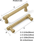 Ten Pack Three And Three Quarters Inch Champagne Bronze Cabinet Pulls Satin Brass Gold Hardware With Dimensions