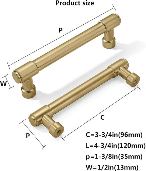 Ten Pack Three And Three Quarters Inch Champagne Bronze Cabinet Pulls Satin Brass Gold Hardware With Dimensions