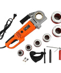 Tough As Nails 2300W Electric Pipe Threader With Slick Portability and accessories including six dies and tools.