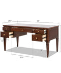 Rock Solid Grey Cashmere Rubber Wood Computer Desk With Smooth Height Adjustment And Badass Aesthetic in a side view showing size and drawer details.