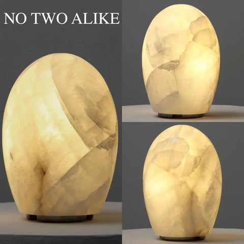 Natural Calcite Stone Lamp With 15 Pound Solid Crystal Handcrafted One Of A Kind Table Lamp With Warm Dimmable Glow