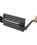 Bead Roller Machine For Sheet Metal, 12 Inch Gear-Drive Bench With Six Dies Set, showing manual handle operation