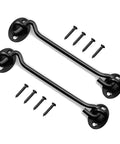2 Pack 8 Inch Stainless Barn Door Hook And Eye Latch Lock for cabin garage shed gates rust resistant black finish with screws