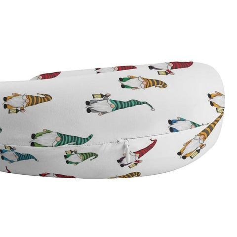 U Shaped Travel Neck Pillow For Office, Train, Or Airplane Naps with gnome pattern, soft polyester fabric