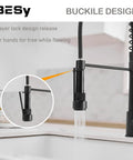 20 Inch Matte Black Kitchen Faucet With Pull Down Sprayer And Pot Filler Dual Spout LED Single Handle 360 Degree Swivel