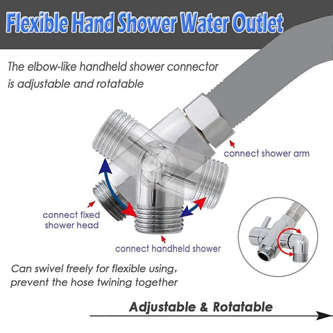 Diagram showing Easy Install Brass Shower Arm Diverter Valve For Handheld And Fixed Shower Heads G1/2 with adjustable connector.