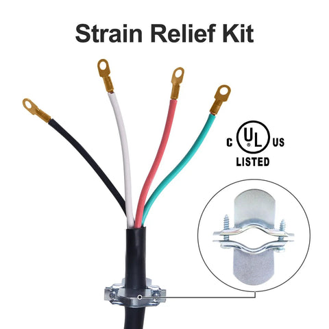 Heavy Duty 4 Prong Dryer Cord 30 Amp Appliance Power Cord 10 Feet with 4 color wires and O ring terminal connectors detail